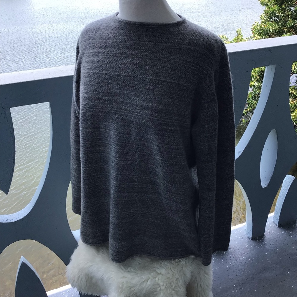 Cividini 100% Cashmere Longsleeve Roundneck Gray Sweater Made in Italy Size 50